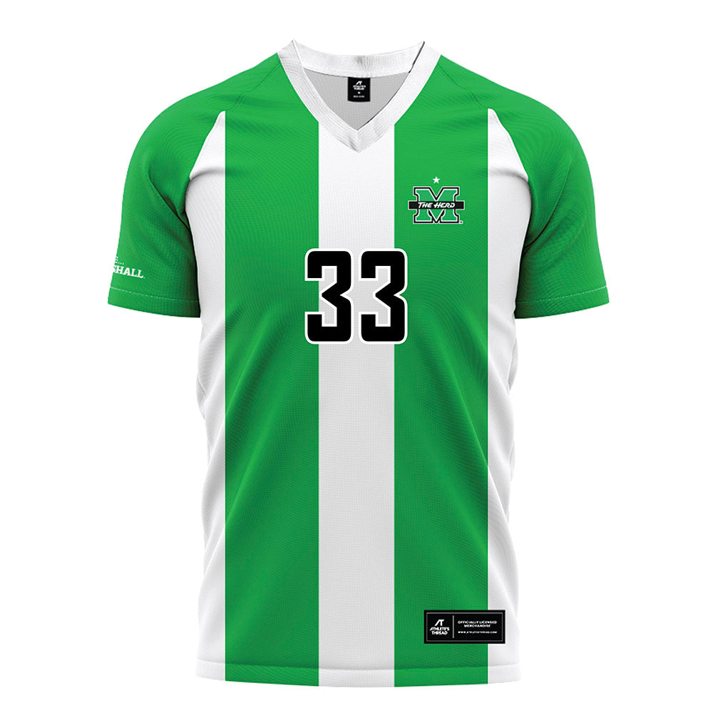 Marshall - NCAA Men's Soccer : Aleksa Janjic - Green/White Stripes Soccer Jersey-0