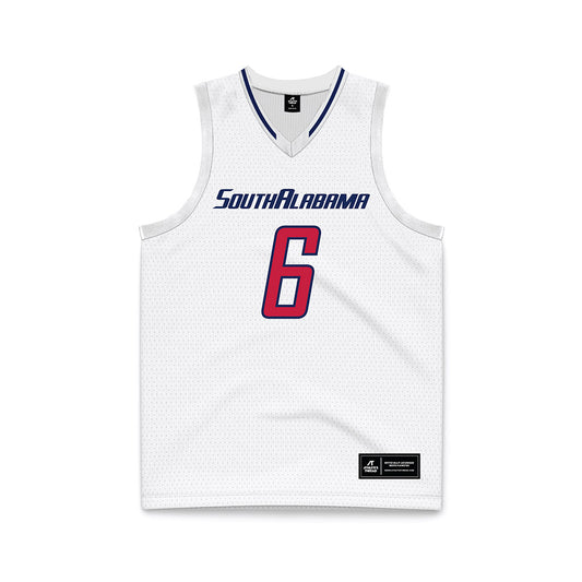 South Alabama - NCAA Men's Basketball : Jj Wheat - White Basketball Jersey-0