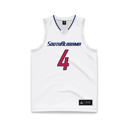 South Alabama - NCAA Men's Basketball : Smurf Millender - White Basketball Jersey-0