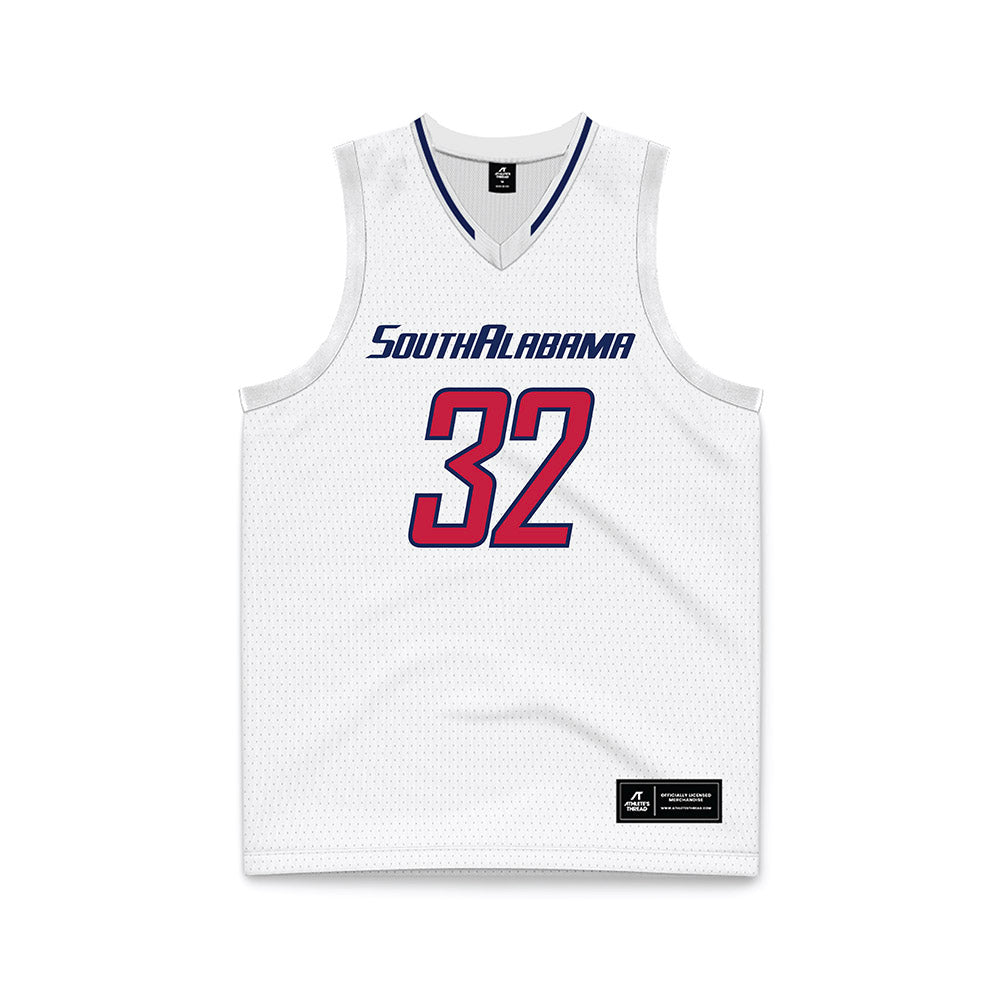 South Alabama - NCAA Men's Basketball : Caleb Kizer - White Basketball Jersey-0