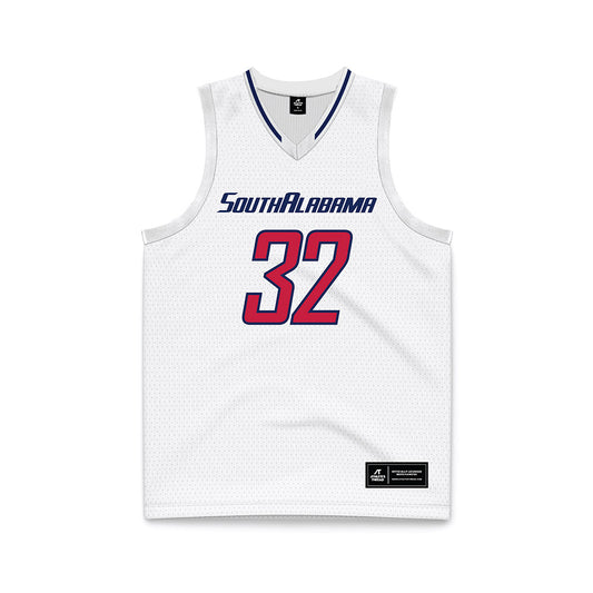 South Alabama - NCAA Men's Basketball : Caleb Kizer - White Basketball Jersey-0