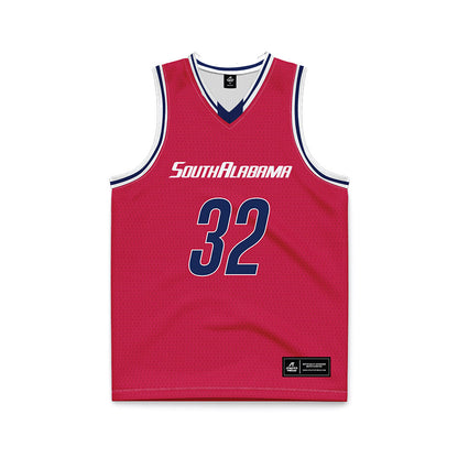 South Alabama - NCAA Men's Basketball : Caleb Kizer - Red Basketball Jersey-0