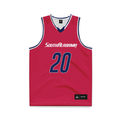 South Alabama - NCAA Men's Basketball : Myles Corey - Red Basketball Jersey-0