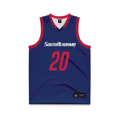 South Alabama - NCAA Men's Basketball : Myles Corey - Blue Basketball Jersey-0