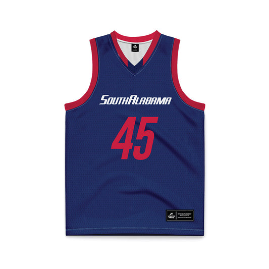 South Alabama - NCAA Men's Basketball : Samuel Tabe - Blue Basketball Jersey-0