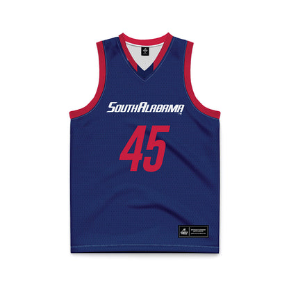 South Alabama - NCAA Men's Basketball : Samuel Tabe - Blue Basketball Jersey