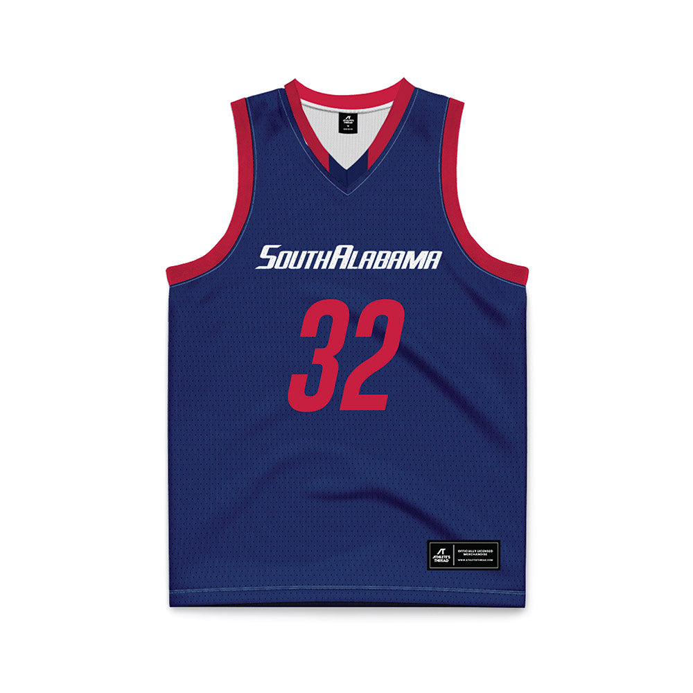 South Alabama - NCAA Men's Basketball : Caleb Kizer - Blue Basketball Jersey-0