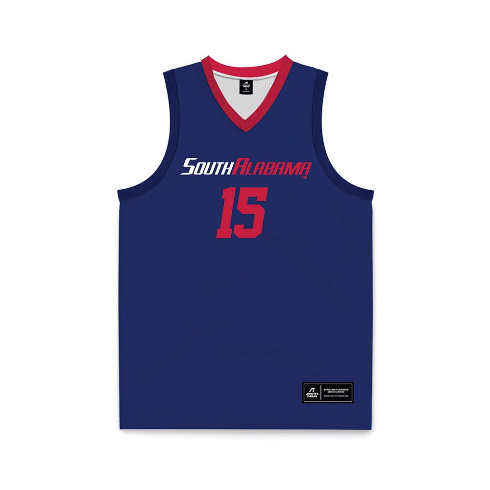 South Alabama - NCAA Women's Basketball : Princess Okafor - Blue Basketball Jersey-0