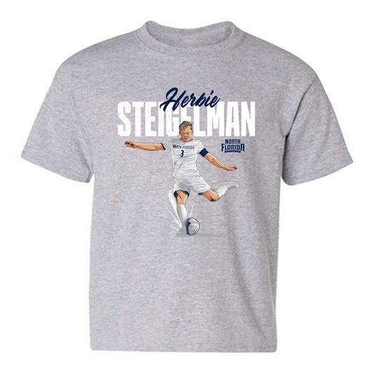 UNF - NCAA Men's Soccer : Herbie Steigelman - Individual Caricature Youth T-Shirt-0