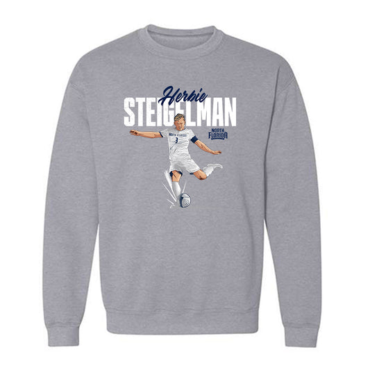 UNF - NCAA Men's Soccer : Herbie Steigelman - Individual Caricature Crewneck Sweatshirt-0