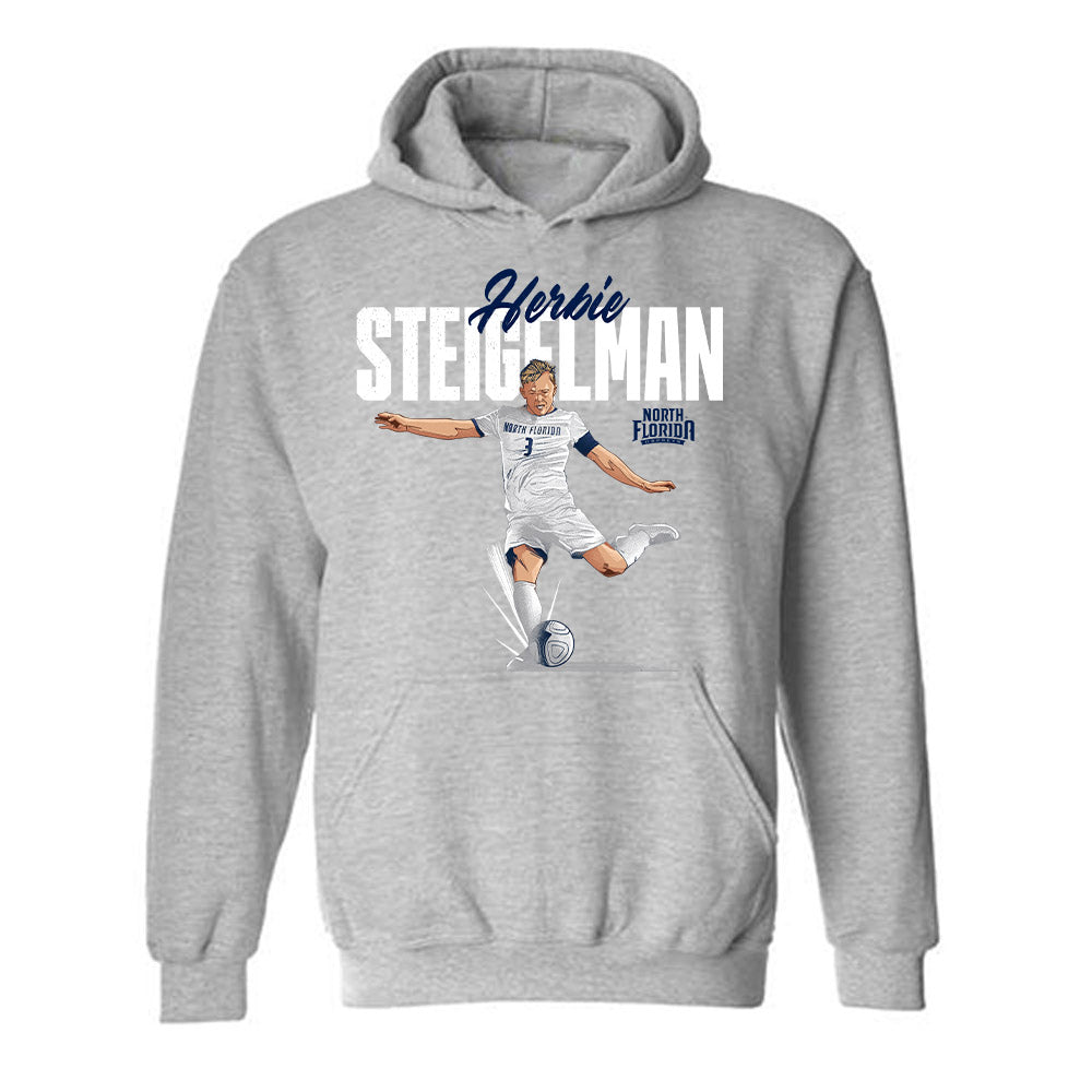 UNF - NCAA Men's Soccer : Herbie Steigelman - Individual Caricature Hooded Sweatshirt-0