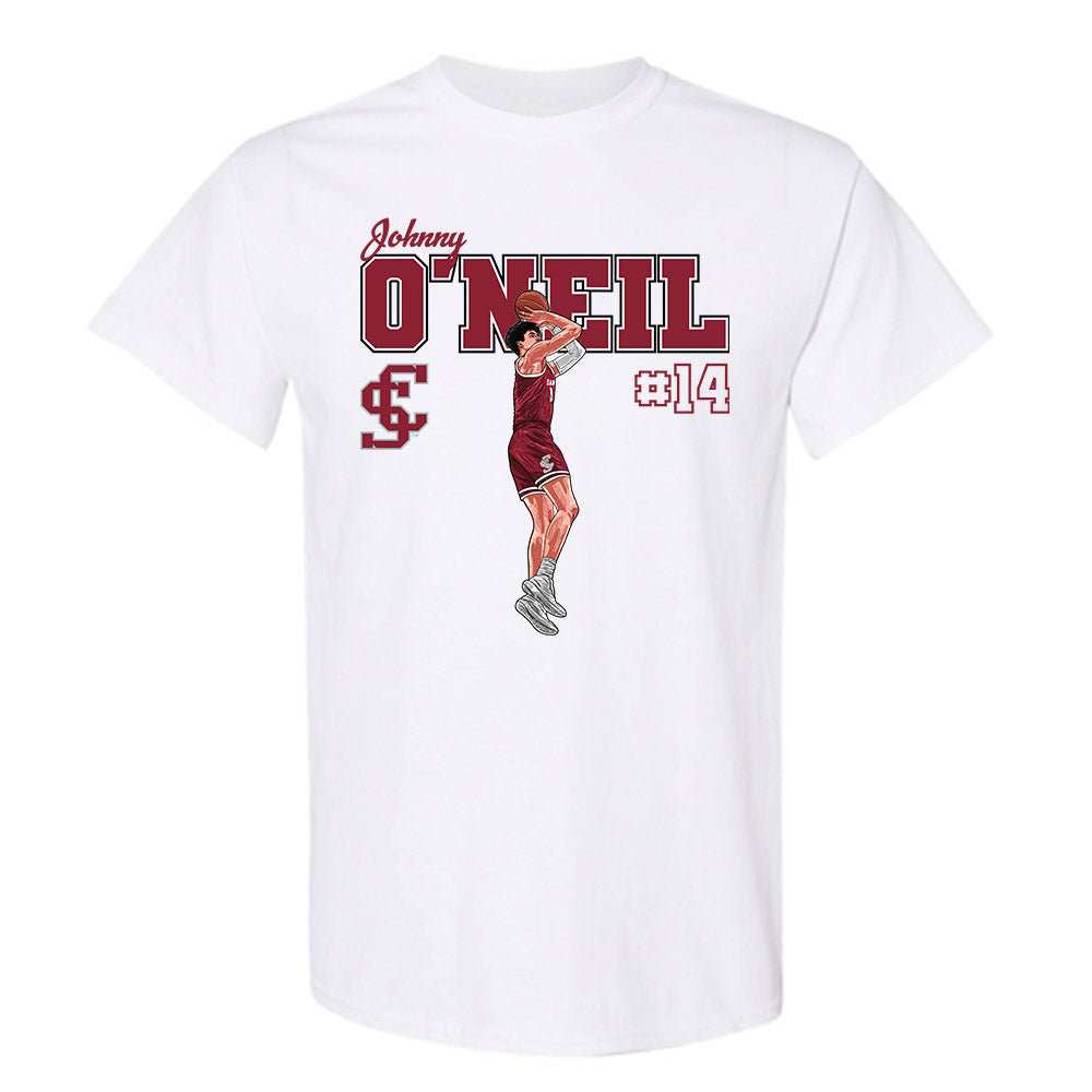 SCU - NCAA Men's Basketball : Johnny O'Neil - T-Shirt Player Illustration