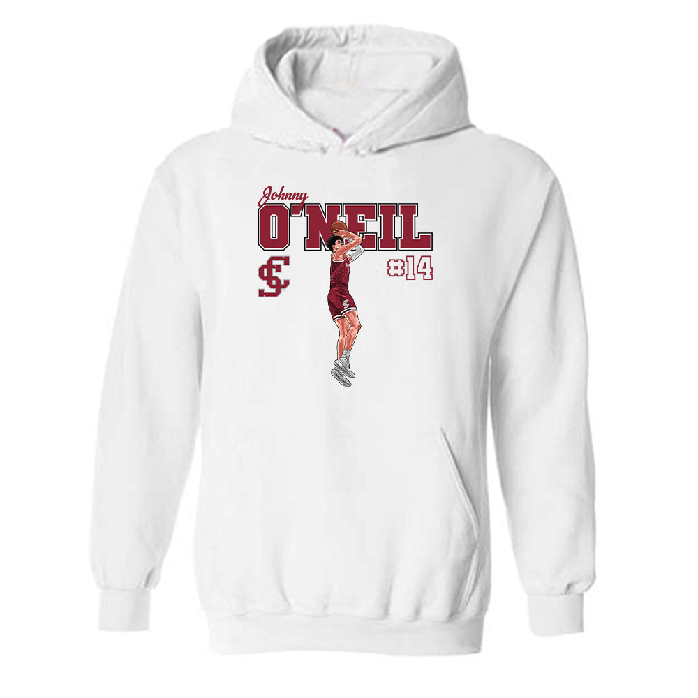 SCU - NCAA Men's Basketball : Johnny O'Neil - Hooded Sweatshirt Player Illustration