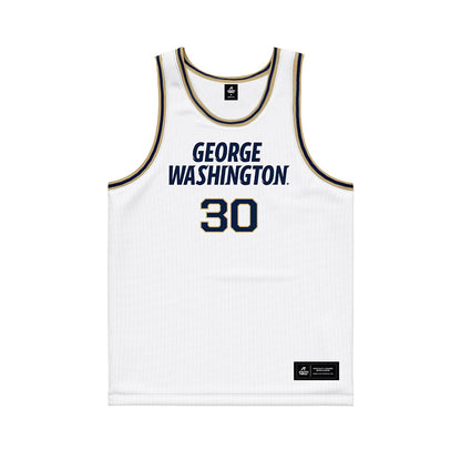 GWU - NCAA Men's Basketball : Rafael Castro - White Basketball Jersey-0