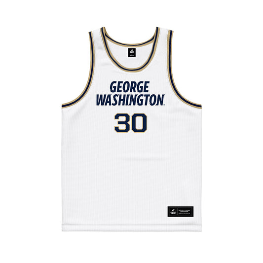 GWU - NCAA Men's Basketball : Rafael Castro - White Basketball Jersey-0
