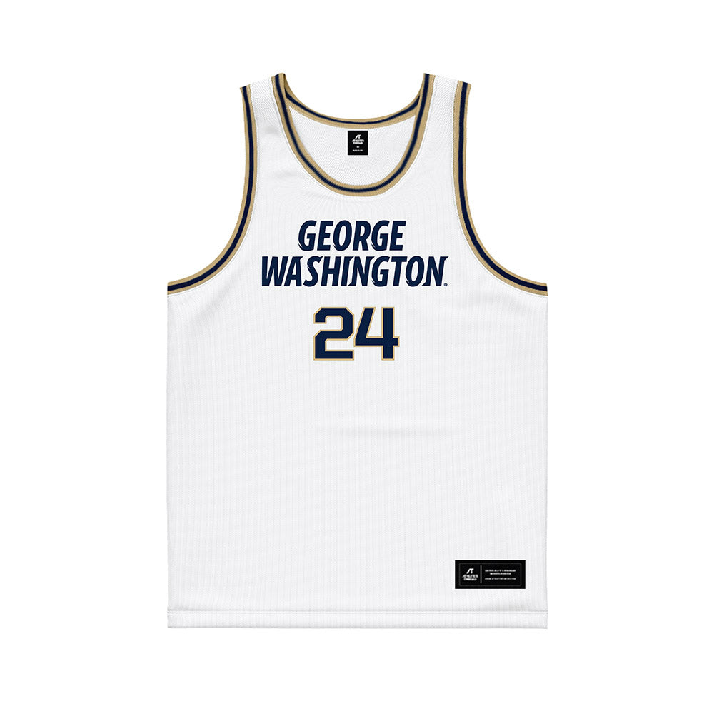 GWU - NCAA Men's Basketball : Tyrone Marshall - White Basketball Jersey-0
