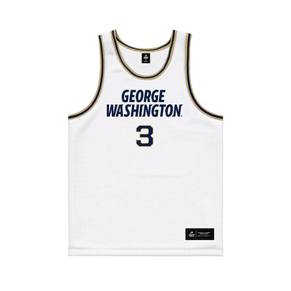 GWU - NCAA Men's Basketball : Tre Dinkins - White Basketball Jersey-0