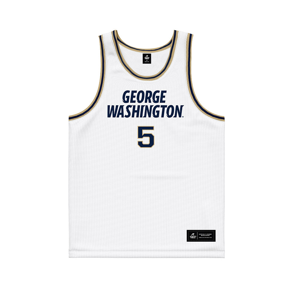 GWU - NCAA Men's Basketball : Ty Bevins - White Basketball Jersey-0