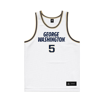 GWU - NCAA Men's Basketball : Ty Bevins - White Basketball Jersey-0
