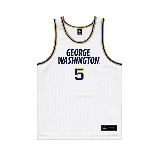 GWU - NCAA Men's Basketball : Ty Bevins - White Basketball Jersey-0