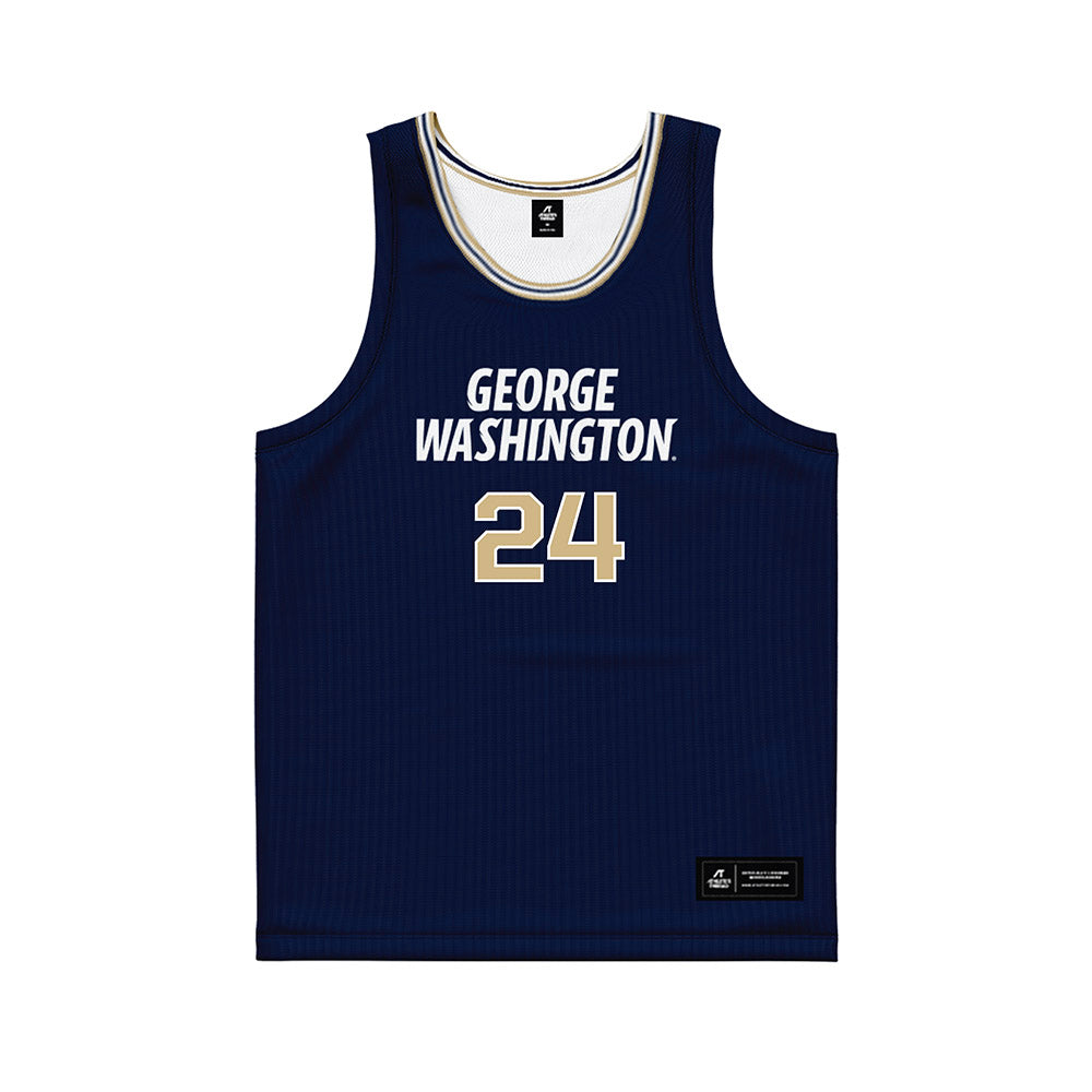 GWU - NCAA Men's Basketball : Tyrone Marshall - Navy Basketball Jersey-0