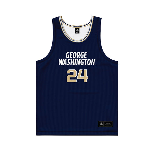 GWU - NCAA Men's Basketball : Tyrone Marshall - Navy Basketball Jersey-0