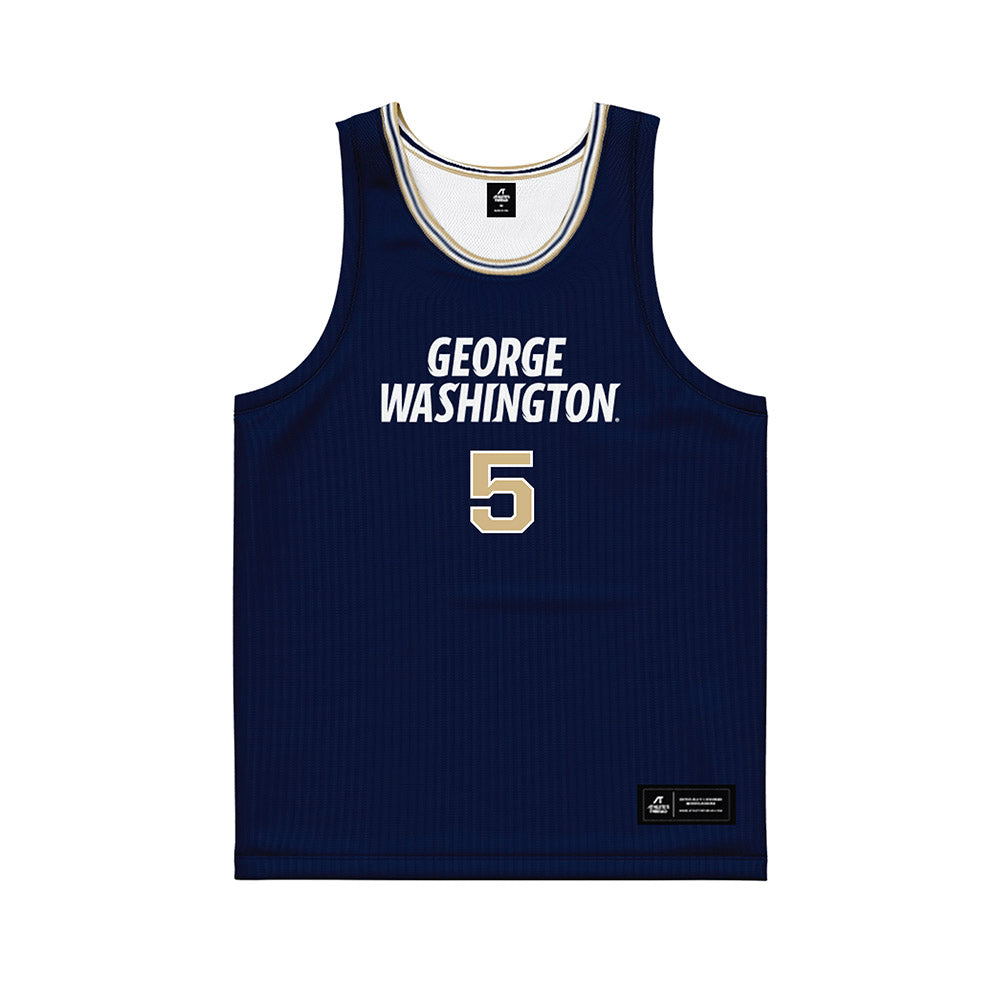GWU - NCAA Men's Basketball : Ty Bevins - Navy Basketball Jersey-0