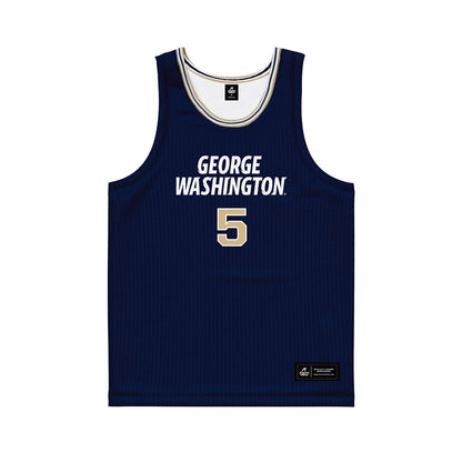 GWU - NCAA Men's Basketball : Ty Bevins - Navy Basketball Jersey-0
