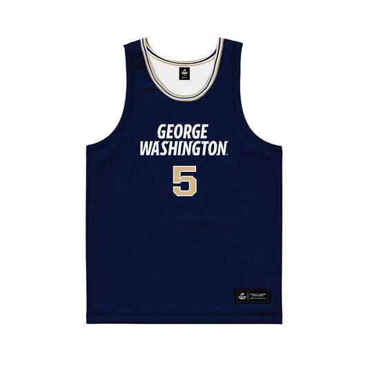 GWU - NCAA Men's Basketball : Ty Bevins - Navy Basketball Jersey-0
