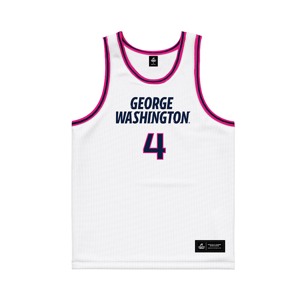 GWU - NCAA Women's Basketball : Sara Lewis - White Basketball Jersey-0