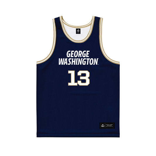 GWU - NCAA Women's Basketball : Caia Loving - Navy Basketball Jersey