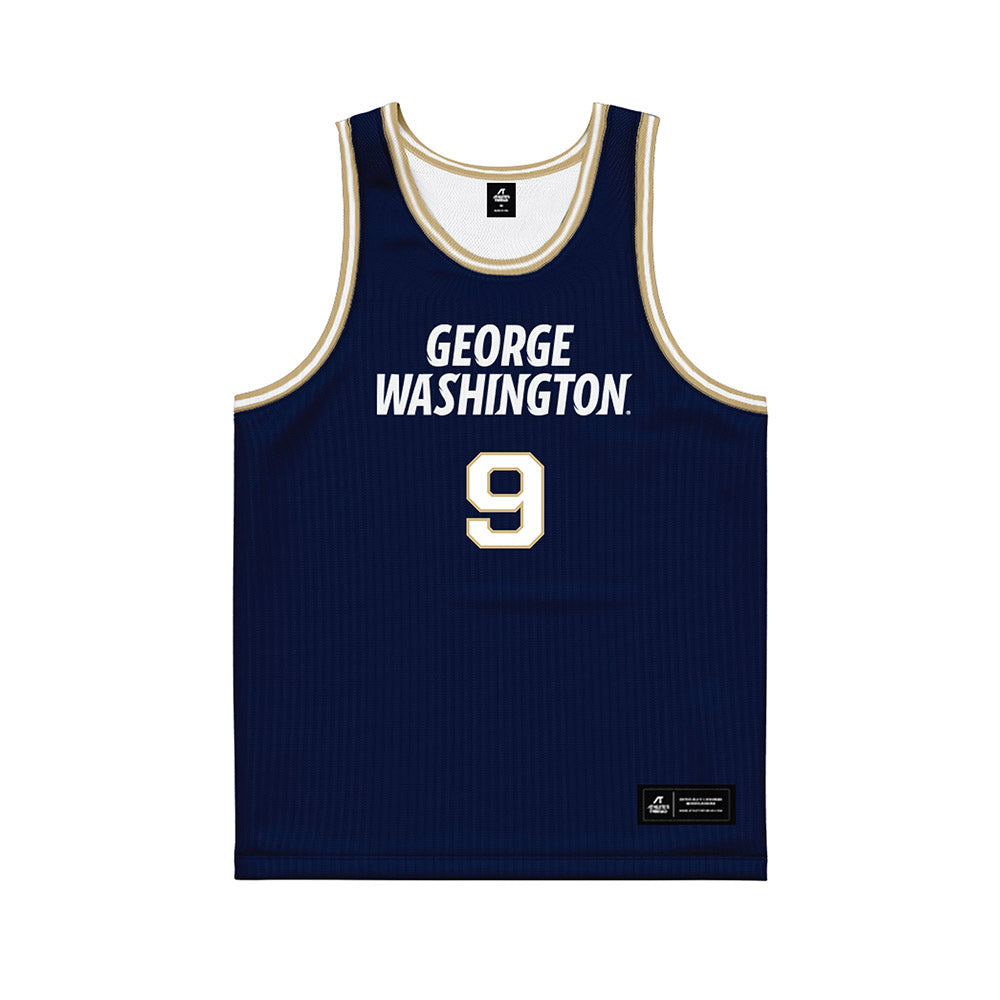 GWU - NCAA Women's Basketball : Emma Theodorsson - Navy Basketball Jersey-0