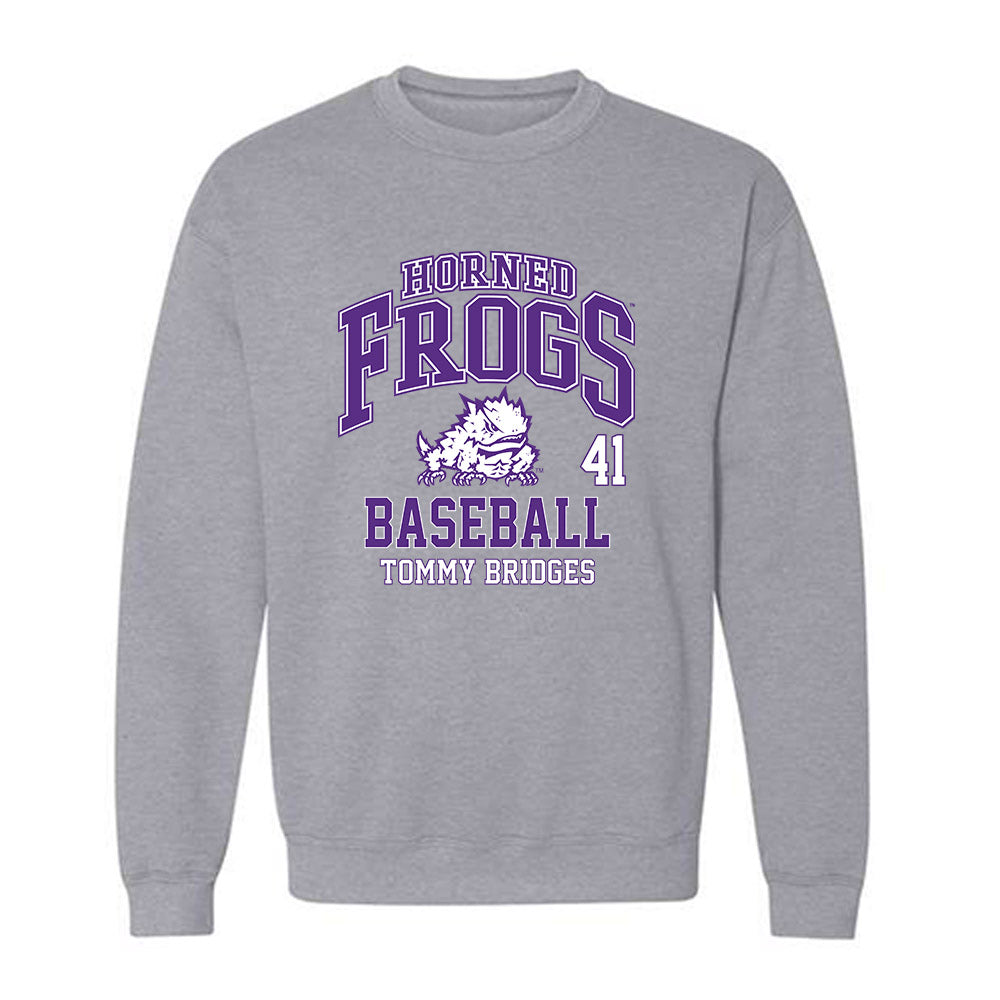 TCU - NCAA Baseball : Tommy Bridges - Classic Fashion Shersey Crewneck Sweatshirt