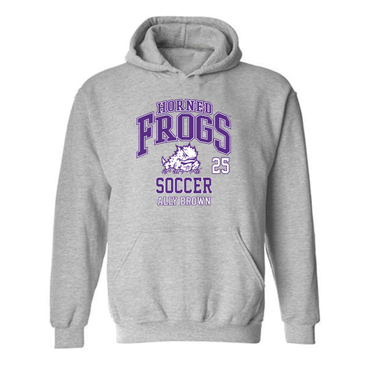 TCU - NCAA Women's Soccer : Ally Brown - Classic Fashion Shersey Hooded Sweatshirt-0