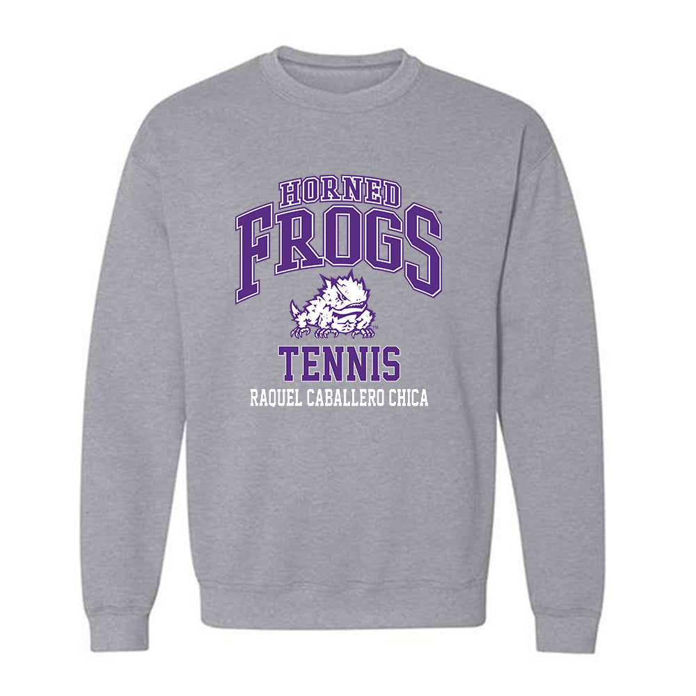 TCU - NCAA Women's Tennis : Raquel Caballero Chica - Classic Fashion Shersey Crewneck Sweatshirt-0