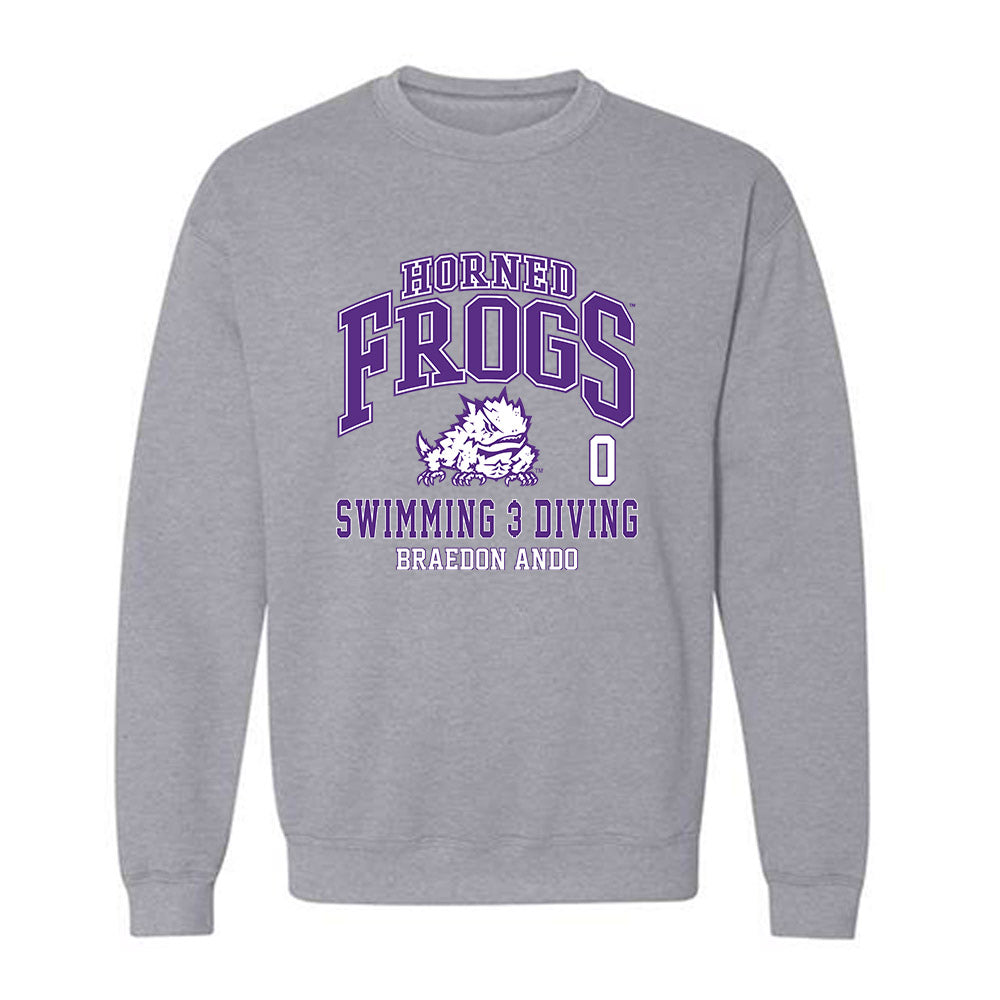 TCU - NCAA Men's Swimming & Diving : Braedon Ando - Classic Fashion Shersey Crewneck Sweatshirt-0