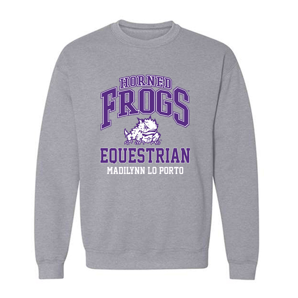 TCU - NCAA Equestrian : Madilynn Lo Porto - Classic Fashion Shersey Crewneck Sweatshirt-0