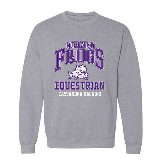 TCU - NCAA Equestrian : Cassandra Hacking - Classic Fashion Shersey Crewneck Sweatshirt-0