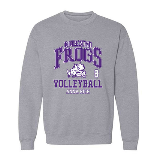TCU - NCAA Women's Volleyball : Anna Rice - Classic Fashion Shersey Crewneck Sweatshirt-0