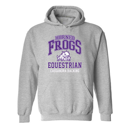 TCU - NCAA Equestrian : Cassandra Hacking - Classic Fashion Shersey Hooded Sweatshirt-0