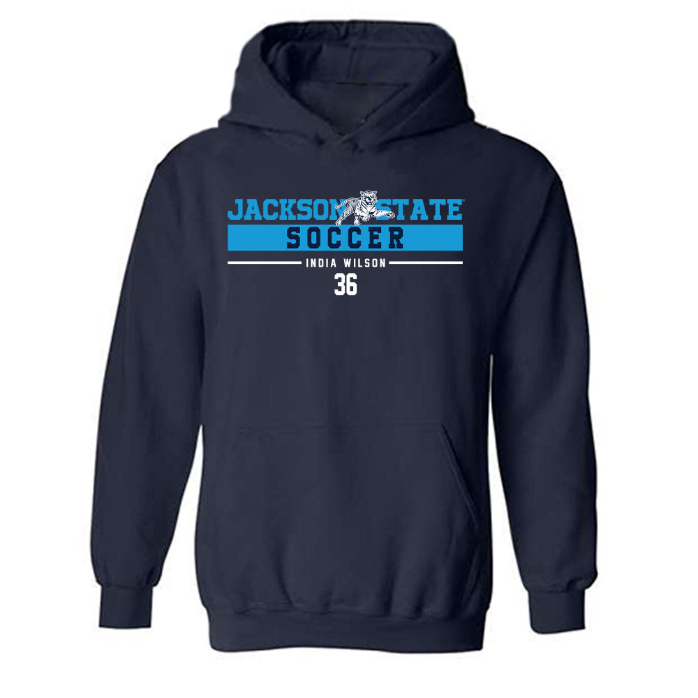 Jackson State - NCAA Women's Soccer : India Wilson - Classic Fashion Shersey Hooded Sweatshirt-0