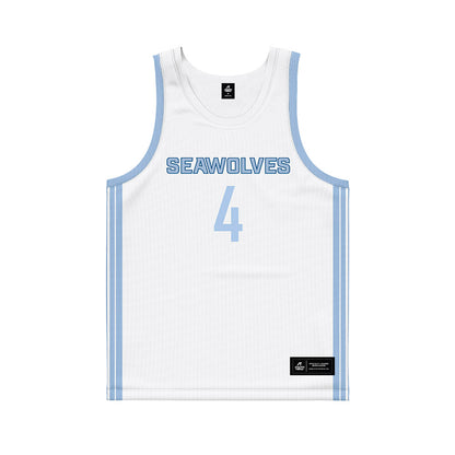 SSU - NCAA Men's Basketball : Donovan Sevilla - White Basketball Jersey