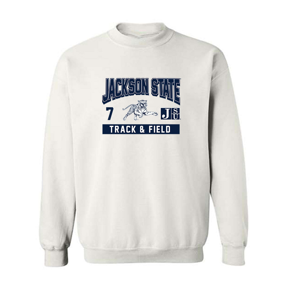 Jackson State - NCAA Men's Track & Field : Dominic Turner - Classic Fashion Shersey Crewneck Sweatshirt-0