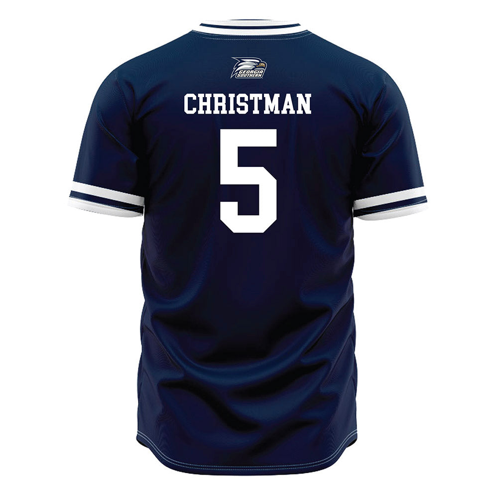 Georgia Southern - NCAA Baseball : Brady Christman - Navy Jersey-1