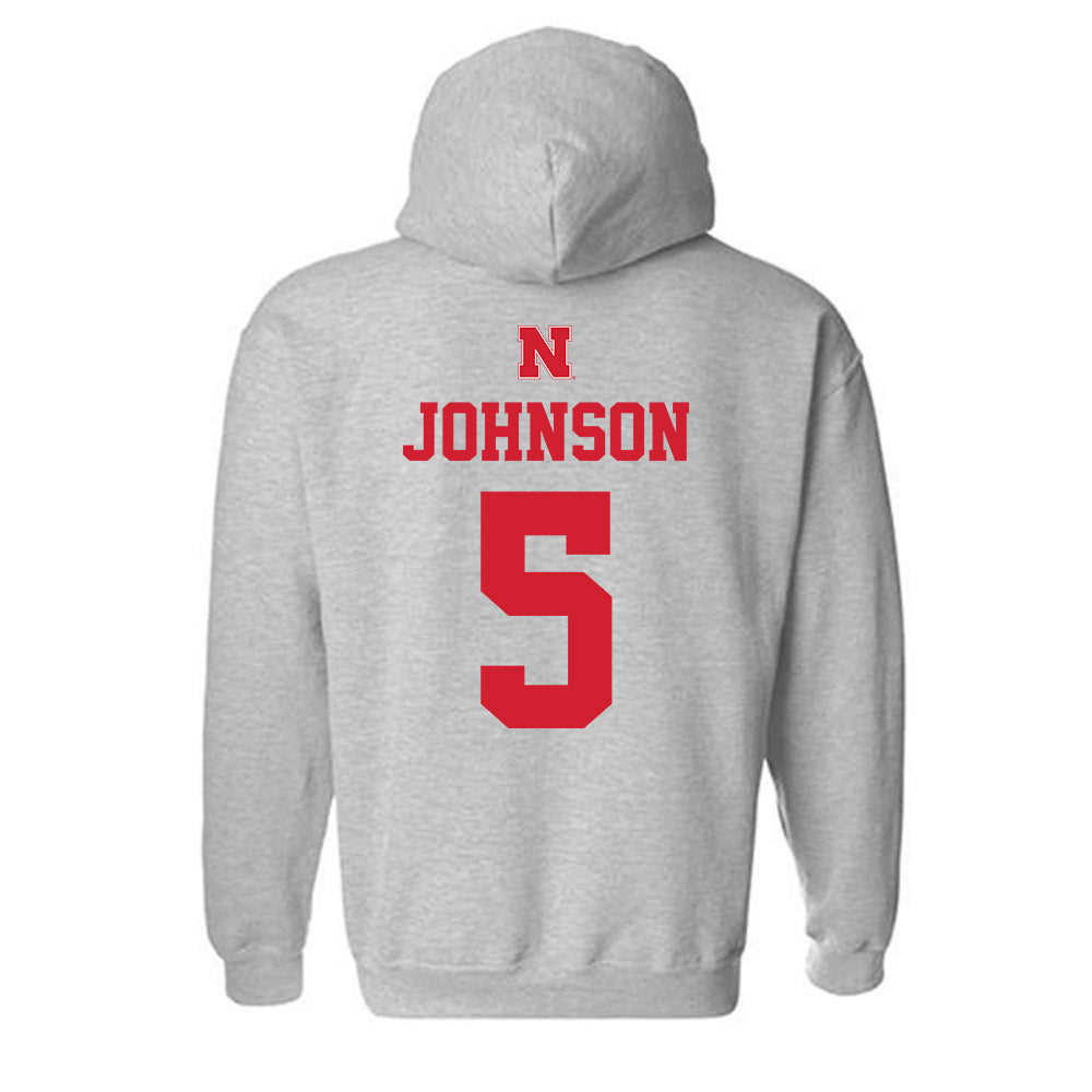 Nebraska - NCAA Women's Basketball : Claire Johnson - Sports Shersey Hooded Sweatshirt-1