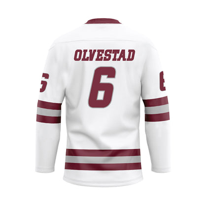 UMass - NCAA Men's Ice Hockey : Lucas Olvestad - White Hockey Jersey-1