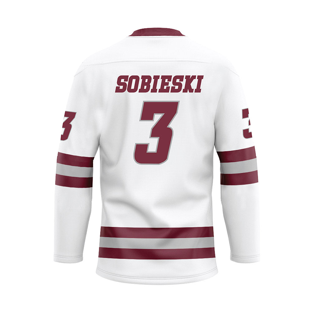 UMass - NCAA Men's Ice Hockey : Kazimier Sobieski - White Hockey Jersey-1