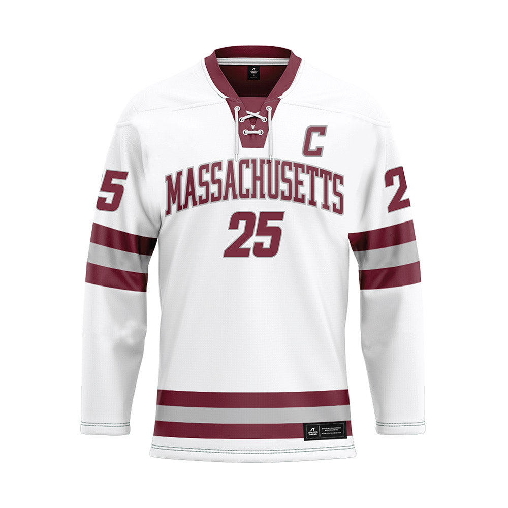 UMass - NCAA Men's Ice Hockey : Daniel Jencko - White Hockey Jersey-0