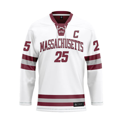 UMass - NCAA Men's Ice Hockey : Daniel Jencko - White Hockey Jersey-0