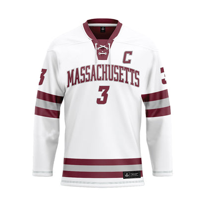 UMass - NCAA Men's Ice Hockey : Kazimier Sobieski - White Hockey Jersey-0